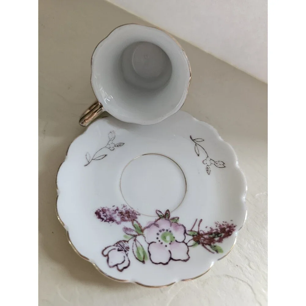 Vintage Miniature Cup And Saucer Floral Design Made In Japan
